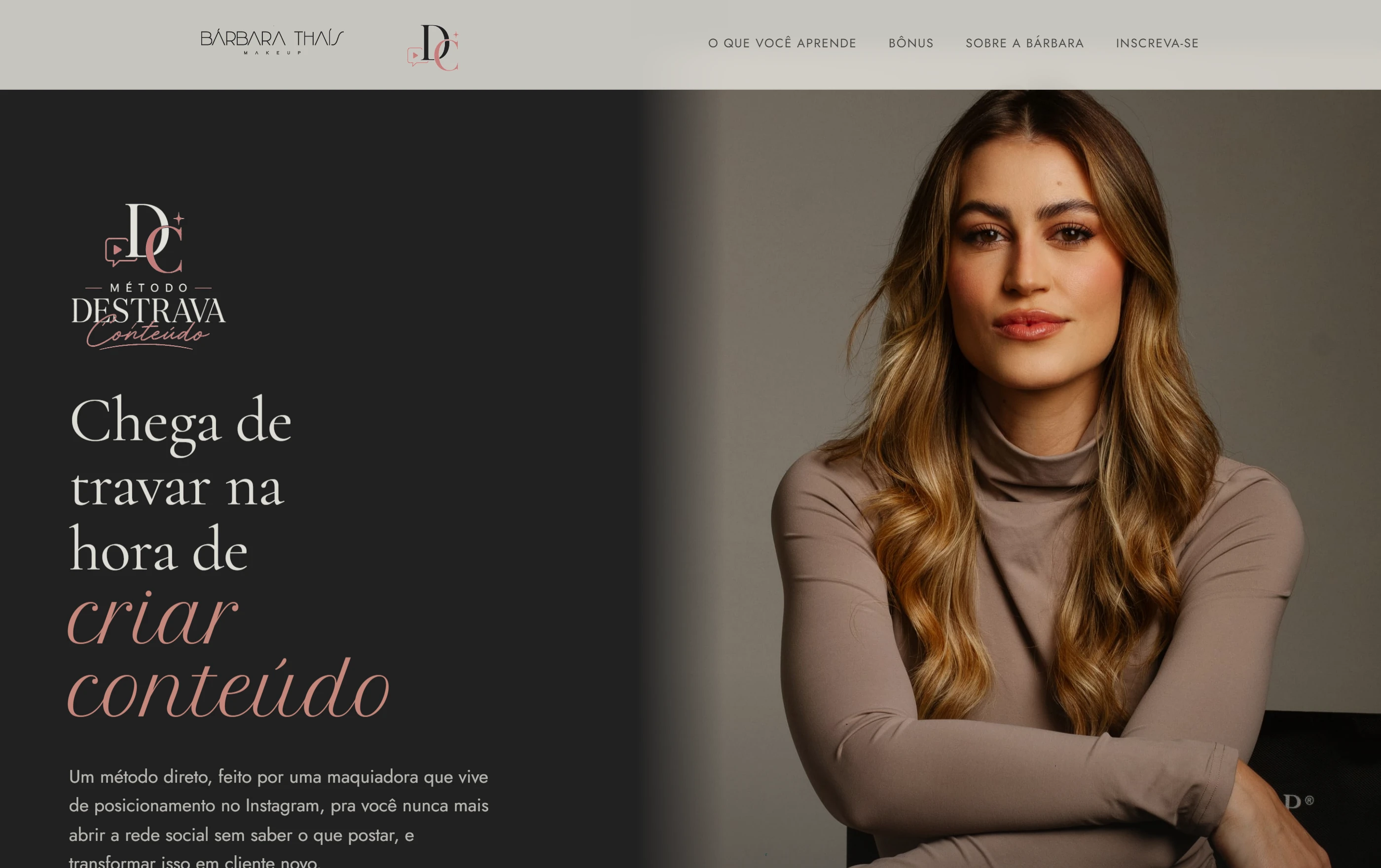 Site do Método Destrava Conteúdo, de Bárbara Thaís