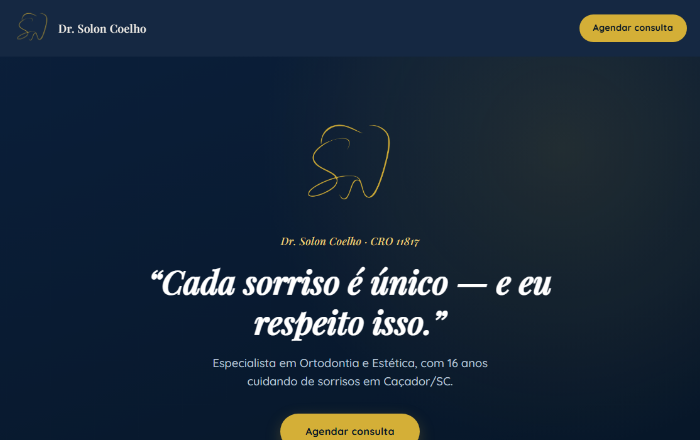 Site de Dr. Solon Coelho, dentista especialista em facetas e lentes de resina em Caçador/SC